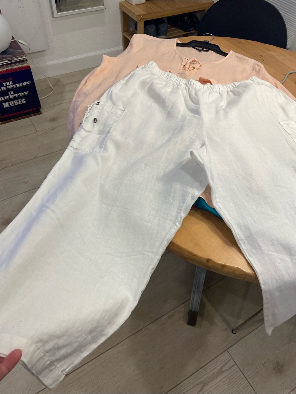 Hot Cotton White Long Extra Wide Cargo Linen Pants